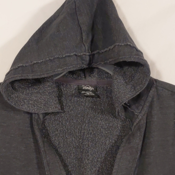 Vanity pull over deep v charcoal hoodie - Picture 2 of 5
